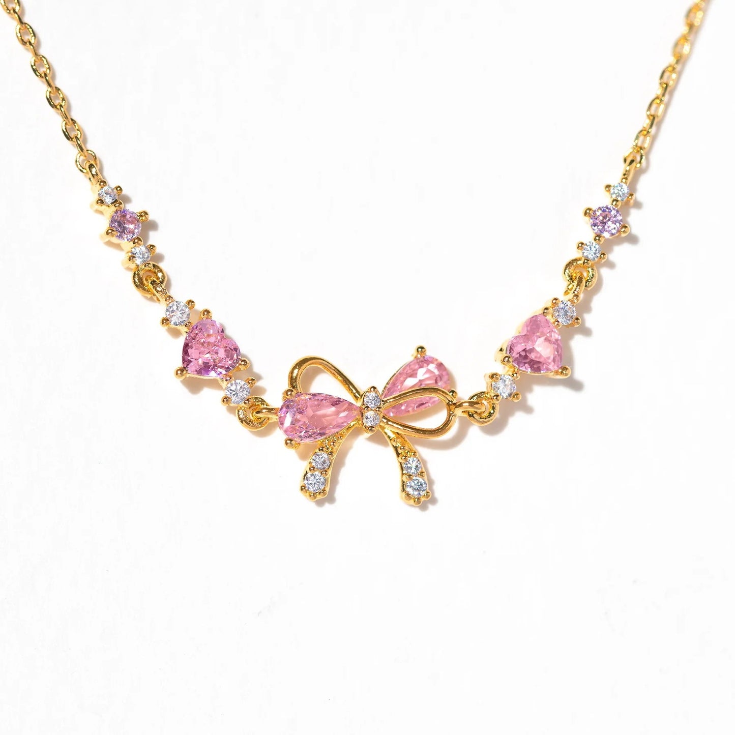 Sweet Bow Heart Rhinestone Chain Bracelet – Y2K Inspired Valentine's Day Fashion