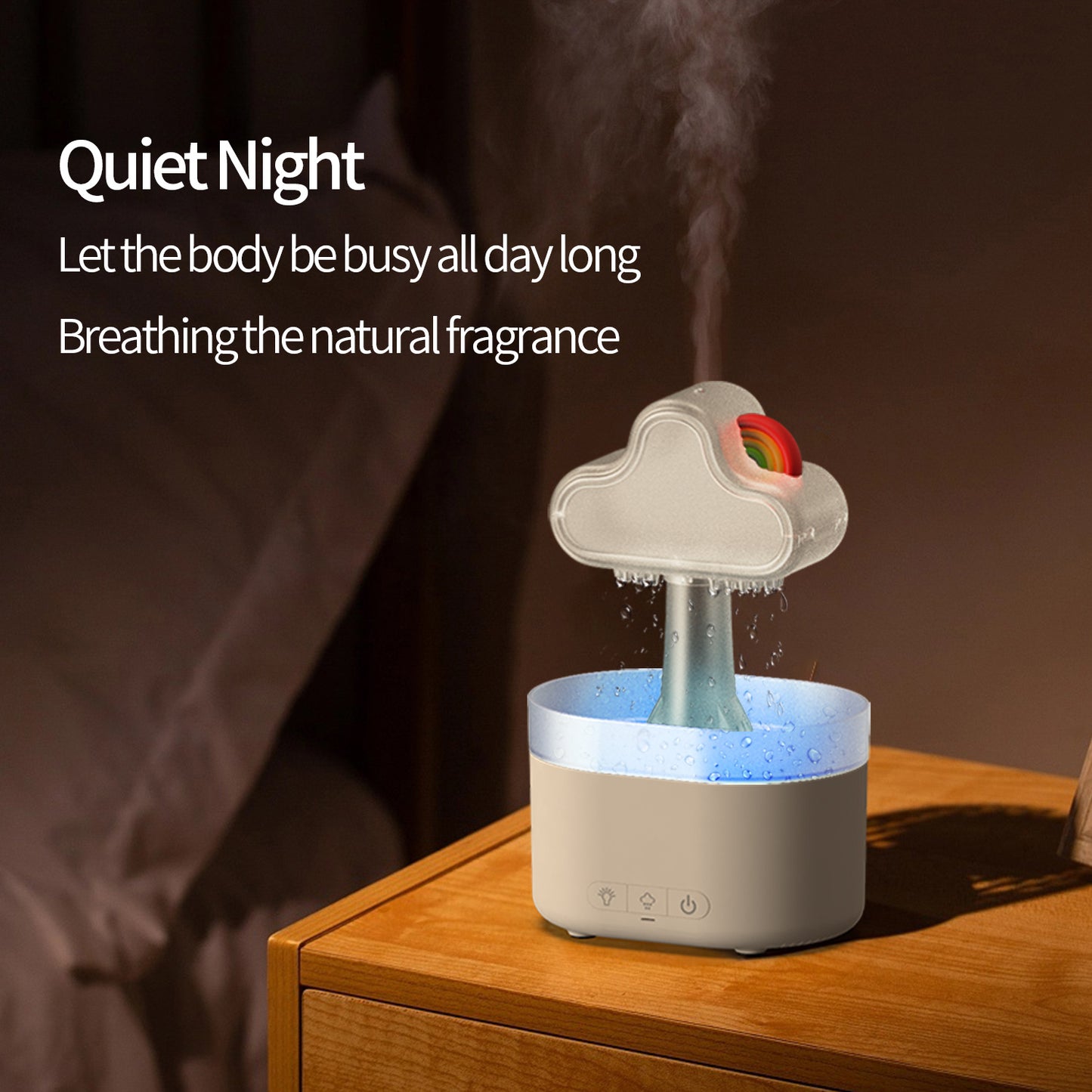 Rainbow Cloud Humidifier – 500ML Ultrasonic LED Air Mist Fogger for Home, Bedroom & Office
