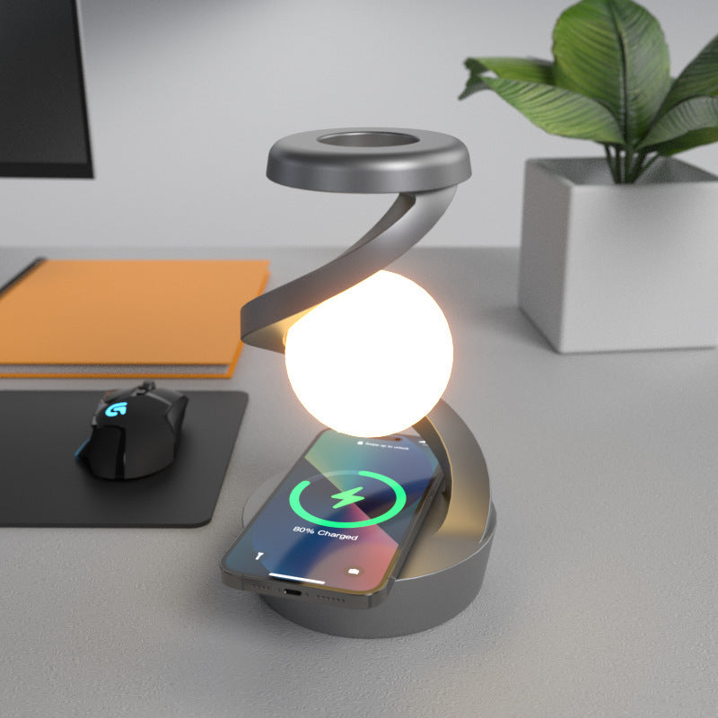 Rechargeable Desk Lamp with Hand-Wave Sensor & Wireless Phone Charging – LED Night Light for Bedroom, Desktop, Camping, and Outdoor Use