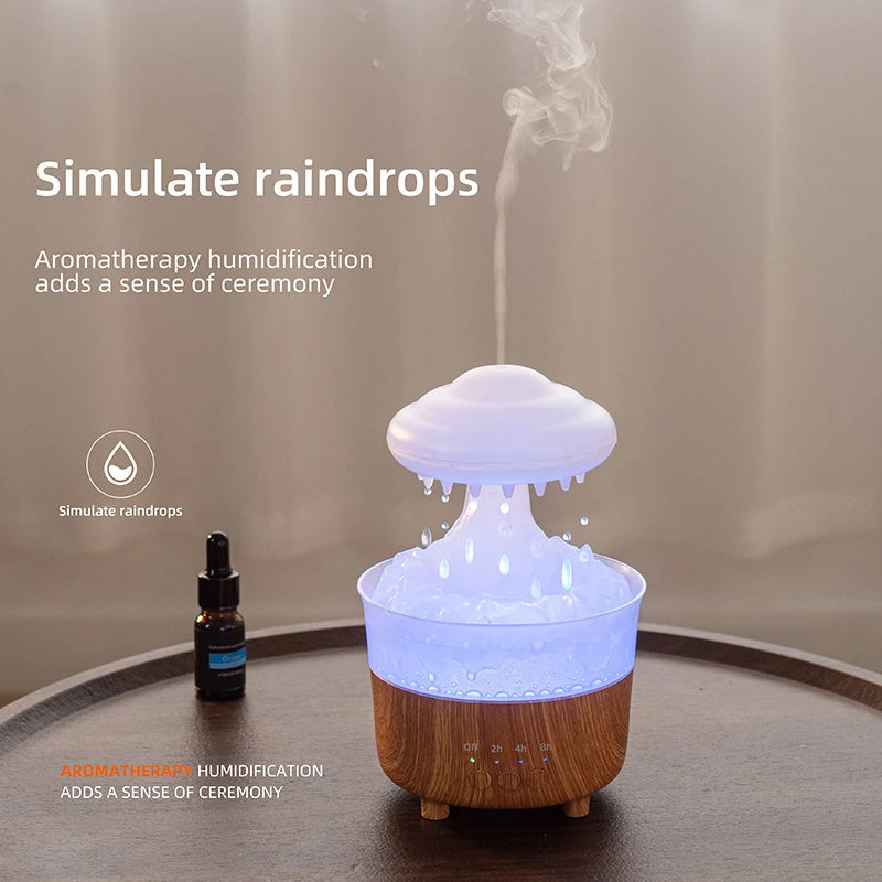 Rain Cloud Humidifier with Raindrop Sound & 7-Color LED - Essential Oil Diffuser & Night Light for Relaxation & Sleep