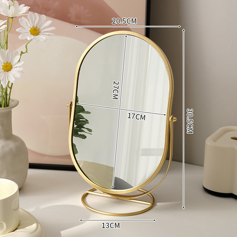 Elegant Desktop Vanity Mirror – Makeup Mirror with Golden Wrought Iron Frame for Bedroom, Desk & Vanity