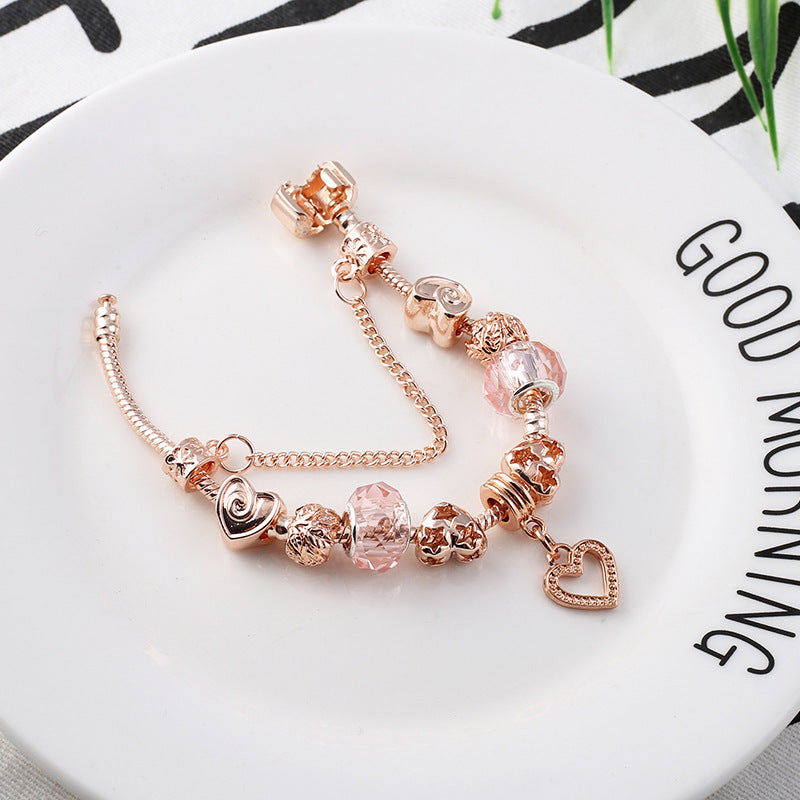 Rose Gold Geometric Love Bracelet – Fashion Jewelry for Women