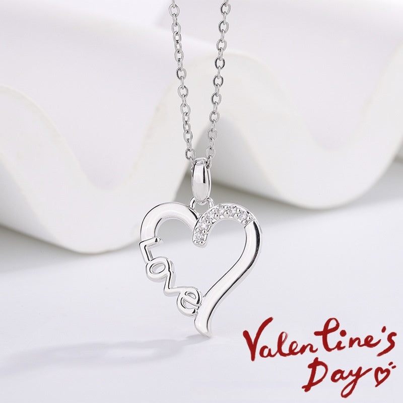 Romantic Heart LOVE Necklace – Titanium Steel Pendant Gift for Anniversary or Wedding