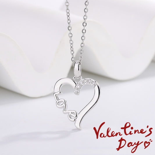 Romantic Heart LOVE Necklace – Titanium Steel Pendant Gift for Anniversary or Wedding
