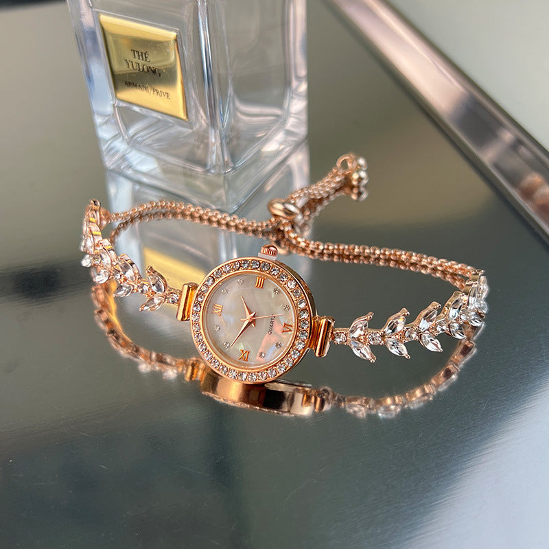 Affordable Luxury Diamond Quartz Watch with Adjustable Bracelet – Elegant Women's Timepiece