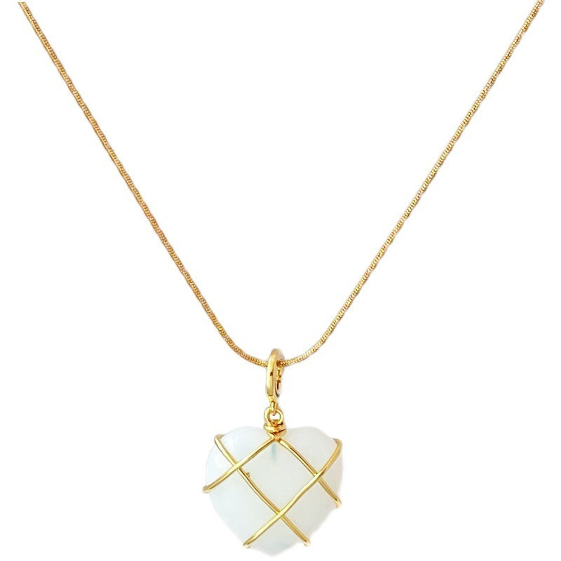Moonstone Love Necklace with Cartoon Princess Charm – Trendy Jewelry for Girls