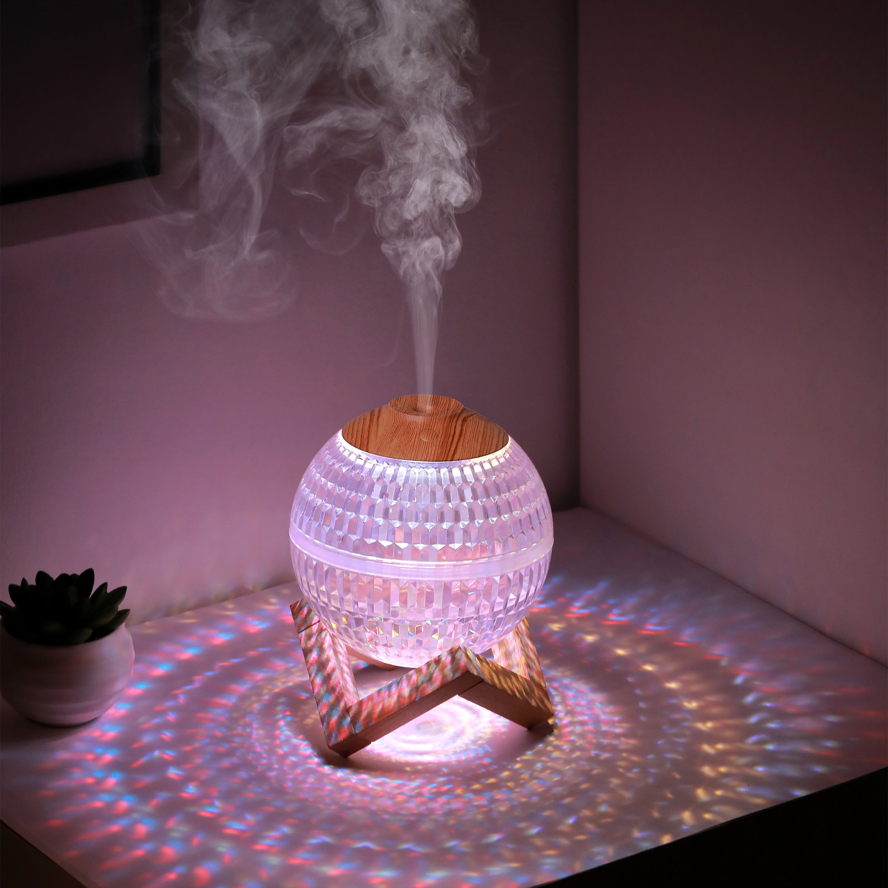 Crystal Ball USB Humidifier โ Mini Silent Cool Mist Diffuser with RGB Colorful LED Lights