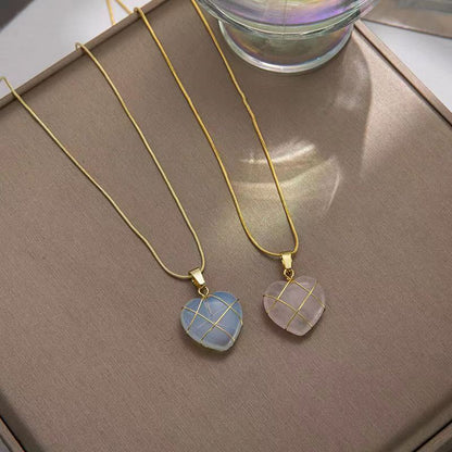 Moonstone Love Necklace with Cartoon Princess Charm – Trendy Jewelry for Girls