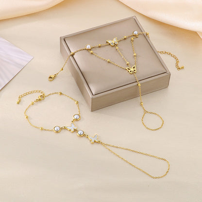 Delicate Finger Ring Bracelet – Stylish Stainless Steel Hand Chain for Women’s Fashion