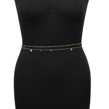 Sexy Turquoise Sequin Pendant Waist Chain – European & American Style Body Jewelry