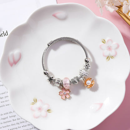 Vintage Flower Beaded Bracelet – Ethnic Style Shell Floral Jewelry for Women