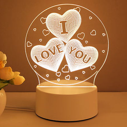 3D Acrylic LED Night Lamp – USB Neon Light for Home, Room Decor & Gifts