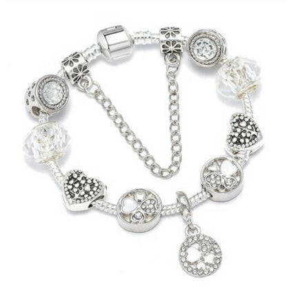 Three Color Peach Blossom Bracelet – Delicate Floral Charm Wrist Jewelry