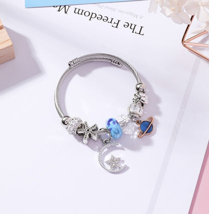 Celestial Star and Moon Beaded Bracelet – Retro Ethnic Jewelry for Female