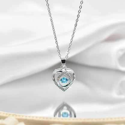 Fashion Dancing Heart Love Necklace with Rhinestones – Creative Clavicle Chain for Valentine’s Day