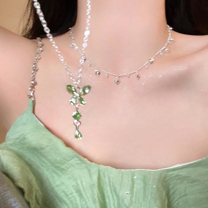 Double-Layer Butterfly Tassel Clavicle Chain – Elegant Women’s Pendant Necklace