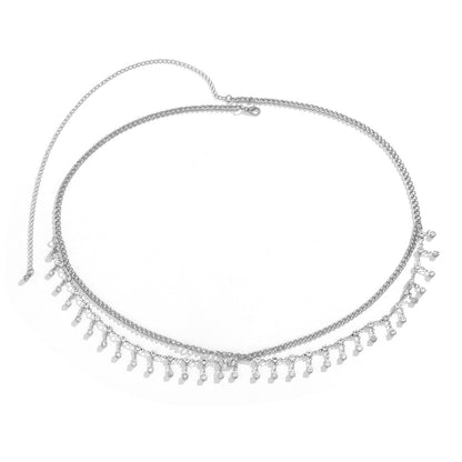 Bikini Rhinestone Multi-Layer Waist Chain with Butterfly & Tassel Body Decorations