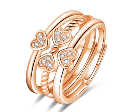 Adjustable Four-Leaf Clover Split Three-In-One Combination Ring for Women