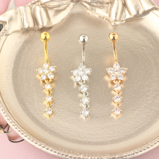 Wish Color Zircon Belly Button Ring – Dazzling Multicolor Crystal Navel Piercing Jewelry