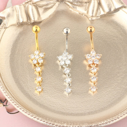 Wish Color Zircon Belly Button Ring – Dazzling Multicolor Crystal Navel Piercing Jewelry