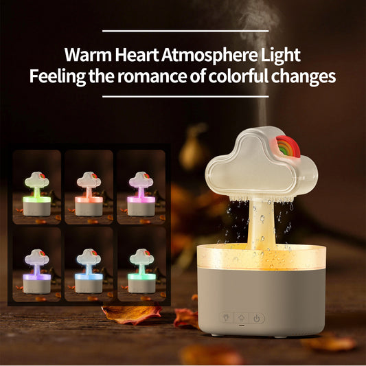Rainbow Cloud Humidifier – 500ML Ultrasonic LED Air Mist Fogger for Home, Bedroom & Office