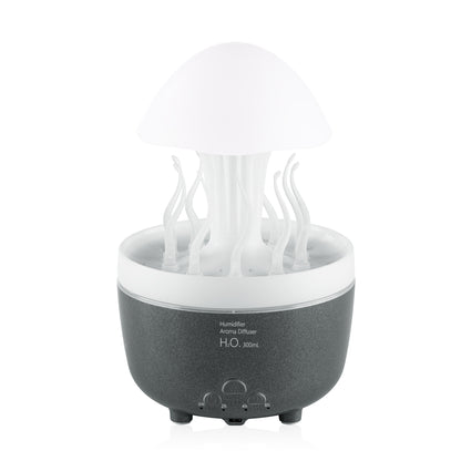 Jellyfish Raindrop Aroma Diffuser – Colorful LED Humidifier with Simulated Raindrops, Rotating Night Lamp, Aromatherapy Mist Maker for Bedroom, Living Room & Office