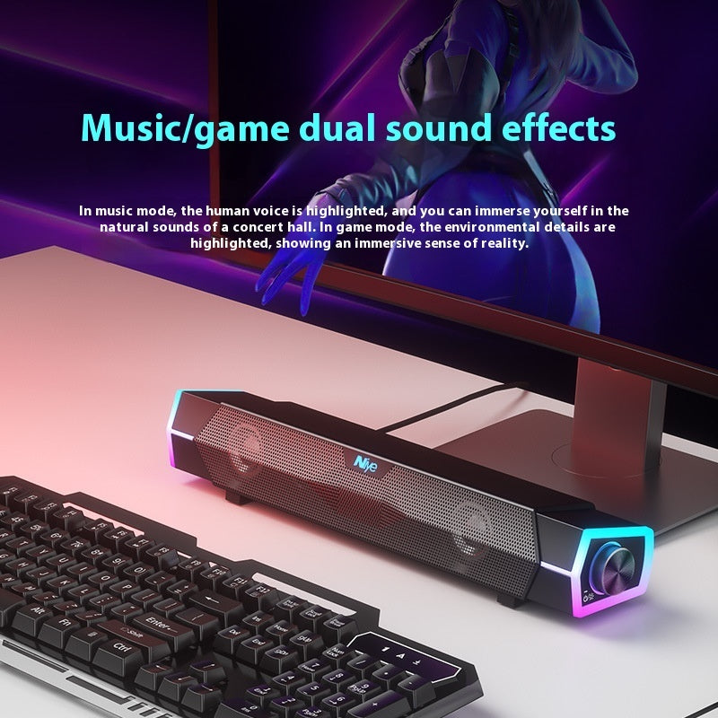 4D Bluetooth Computer Soundbar Dual Speaker Subwoofer Stereo Surround Sound Loudspeaker for Laptop PC Notebook