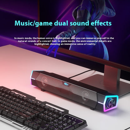 4D Bluetooth Computer Soundbar Dual Speaker Subwoofer Stereo Surround Sound Loudspeaker for Laptop PC Notebook