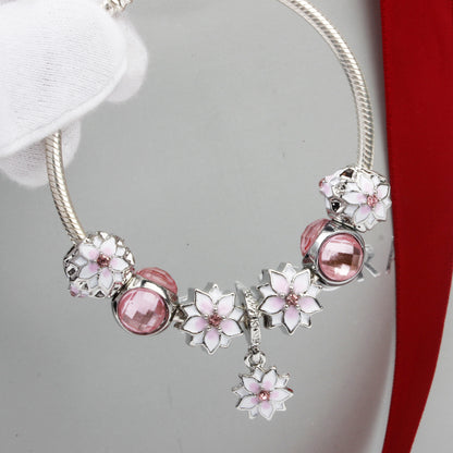 Magnolia Flower Charm Bracelet – Stylish Alloy Women’s Jewelry