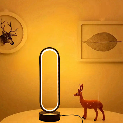 Black & White USB Ring Night Lamp – Dimmable LED Small Desk & Living Room Decoration