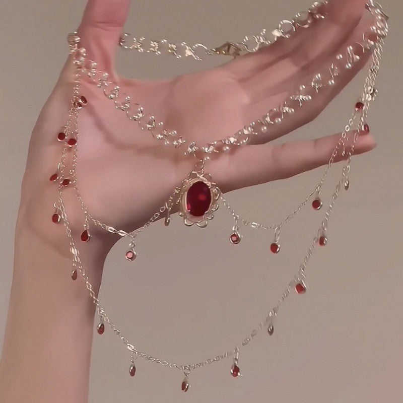 Multi-Layer Crystal Mermaid Princess Necklace – Elegant Copper Alloy Jewelry for Women