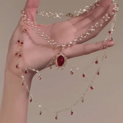 Multi-Layer Crystal Mermaid Princess Necklace – Elegant Copper Alloy Jewelry for Women