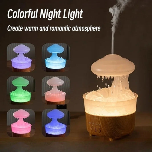 Rain Cloud Humidifier with Raindrop Sound & 7-Color LED - Essential Oil Diffuser & Night Light for Relaxation & Sleep