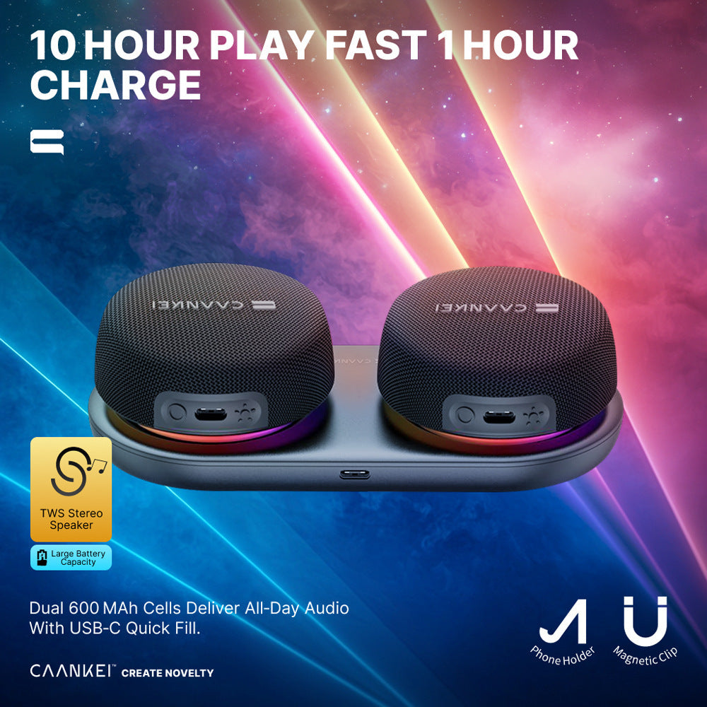 Portable Magnetic Bluetooth Speaker – Wireless TWS Stereo Subwoofer with RGB Light, Strong Bass, High Volume Surround Sound, Mobile Phone Bracket & Charging Base