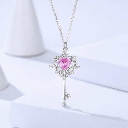 S925 Sterling Silver Guard Key Necklace – Elegant Women’s Pendant Jewelry, Original Design, Gift for Her