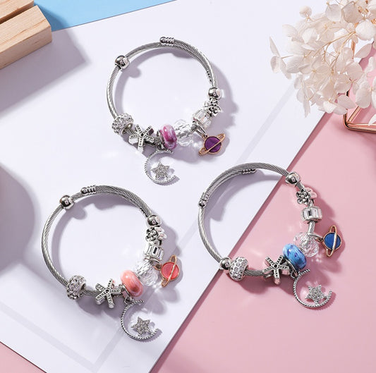 Celestial Star and Moon Beaded Bracelet – Retro Ethnic Jewelry for Female