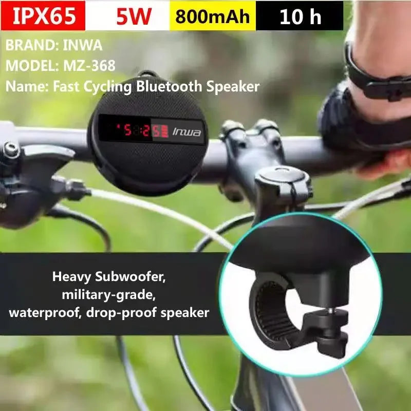 Smart LED Display Bluetooth Speaker – Portable Waterproof Wireless Cycling Speaker with Subwoofer, TF Card Support, Hands-Free Calling, and Dustproof Outdoor Design