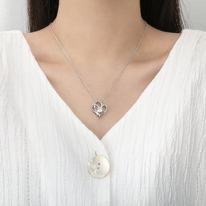 Personalized Double Heart Zircon Necklace – Sparkling Rhinestone Clavicle Chain for Women