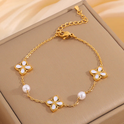 Women’s Clover Zircon Bracelet – Elegant Light Luxury Jewelry, High-Grade Fashion Accessory for Daily Wear & Gifts