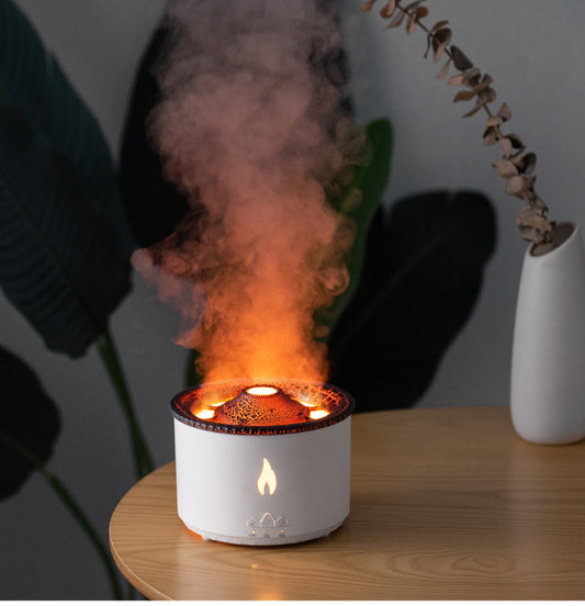Two-Color Flame Volcano Humidifier – Aromatherapy Diffuser with Ring Mist Effect for Home & Office