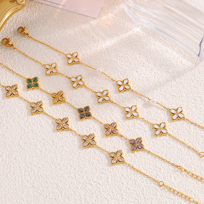 Women’s Clover Zircon Bracelet – Elegant Light Luxury Jewelry, High-Grade Fashion Accessory for Daily Wear & Gifts