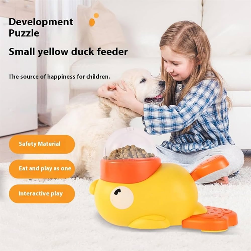 Dog Puzzle Feeder – Interactive Pet Food & Treat Dispenser, Cartoon Duck Design, Anti-Slip Automatic Feeder for Dog Training
