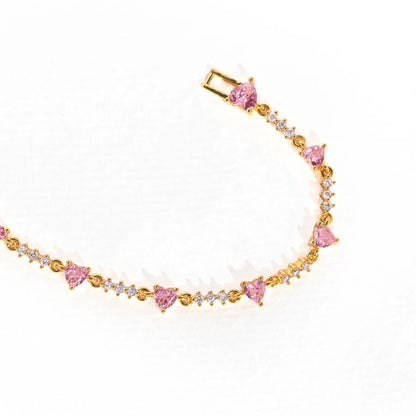 Sweet Bow Heart Rhinestone Chain Bracelet – Y2K Inspired Valentine's Day Fashion