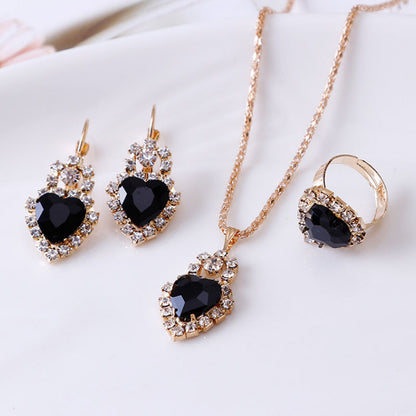 Elegant Water Drop Rhinestone Jewelry Set – Necklace, Earrings & Ring