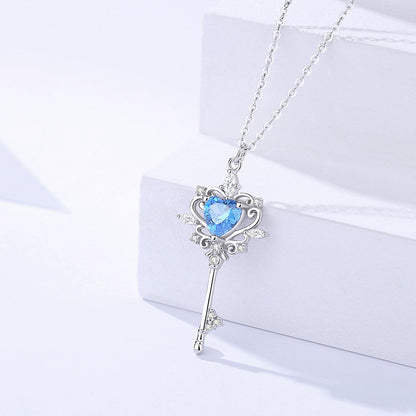 S925 Sterling Silver Guard Key Necklace – Elegant Women’s Pendant Jewelry, Original Design, Gift for Her