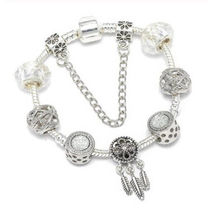 Three Color Peach Blossom Bracelet – Delicate Floral Charm Wrist Jewelry