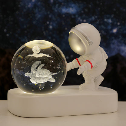 Glowing Galaxy Astronaut Crystal Ball Night Light – USB Bedside Lamp & Birthday Gift