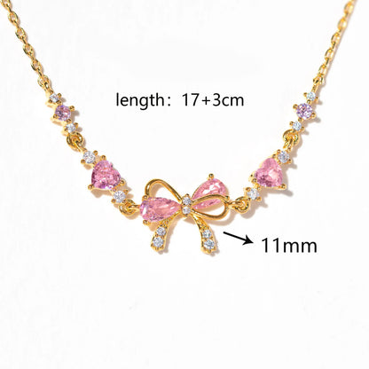 Sweet Bow Heart Rhinestone Chain Bracelet – Y2K Inspired Valentine's Day Fashion