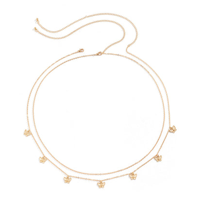 Trendy Double-Layer Butterfly Tassel Waist Chain – Hot Girl Beach & Party Jewelry for Women