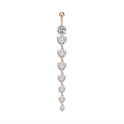Micropaved CZ Butterfly Tassel Belly Button Ring – Elegant Dangle Navel Piercing Jewelry for Women